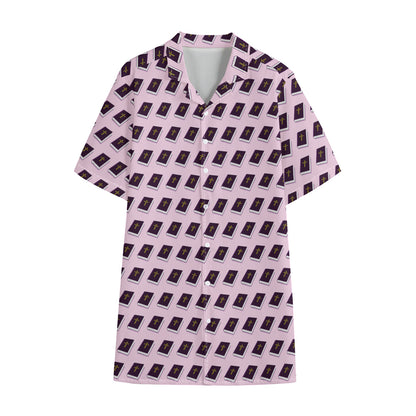 Purple Holy Bible Pattern Print Cotton Hawaiian Shirt