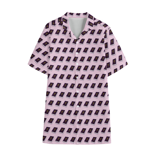 Purple Holy Bible Pattern Print Cotton Hawaiian Shirt