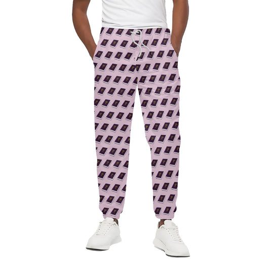Purple Holy Bible Pattern Print Cotton Pants