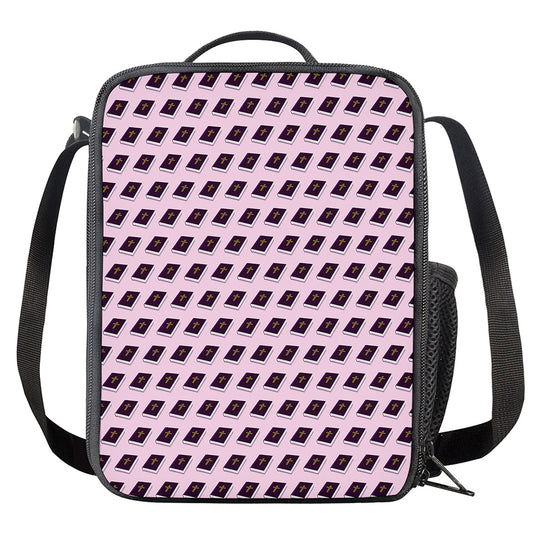 Purple Holy Bible Pattern Print Crossbody Lunch Bag