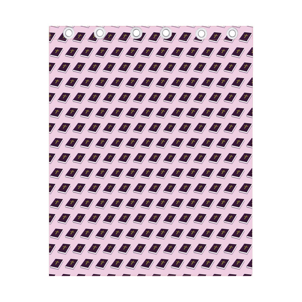 Purple Holy Bible Pattern Print Curtain