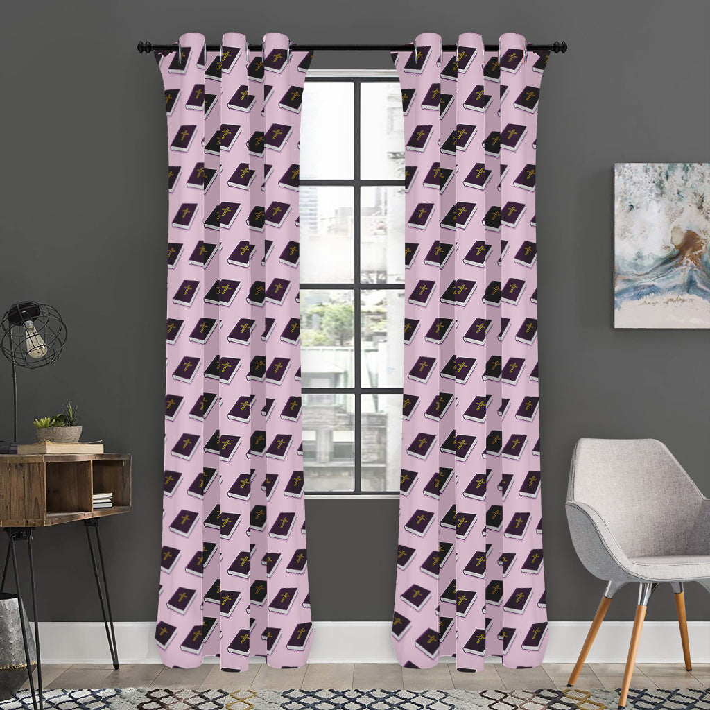Purple Holy Bible Pattern Print Curtain