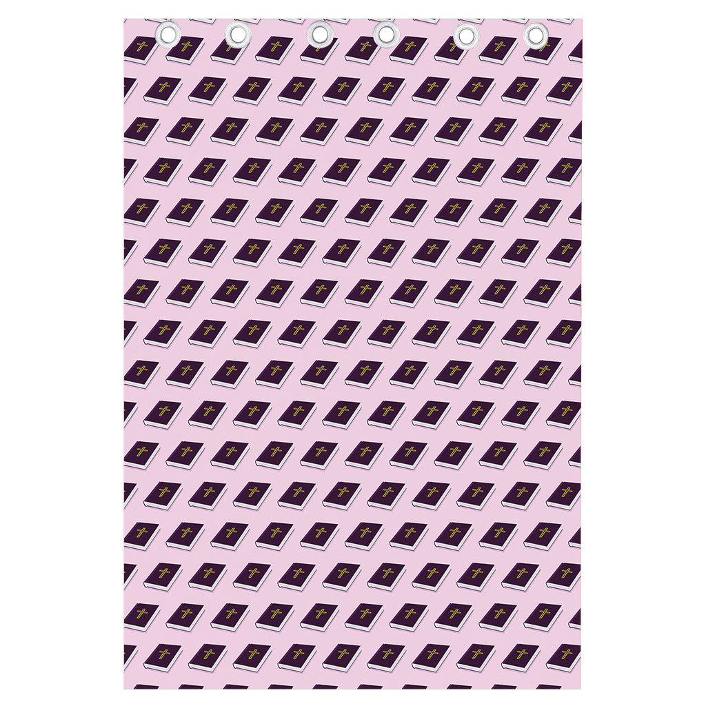 Purple Holy Bible Pattern Print Curtain
