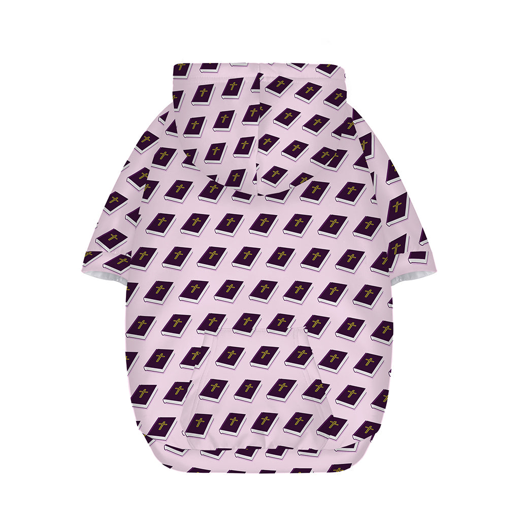 Purple Holy Bible Pattern Print Dog Zip Up Hoodie