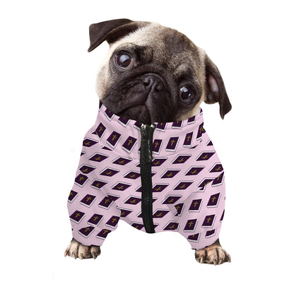 Purple Holy Bible Pattern Print Dog Zip Up Jacket