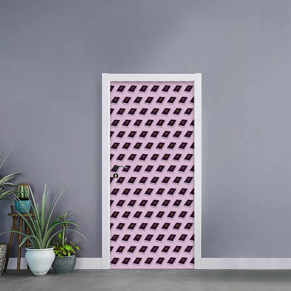 Purple Holy Bible Pattern Print Door Sticker