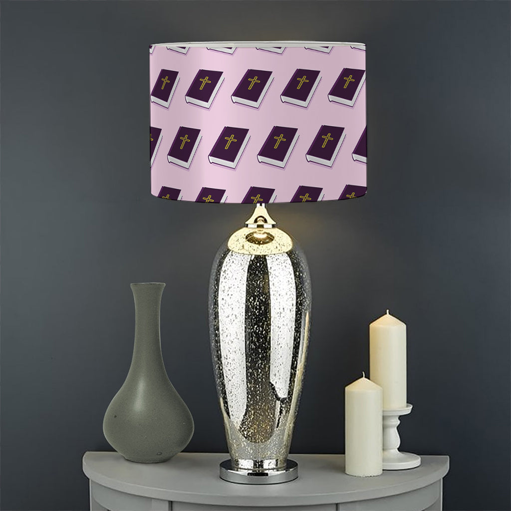 Purple Holy Bible Pattern Print Drum Lamp Shade