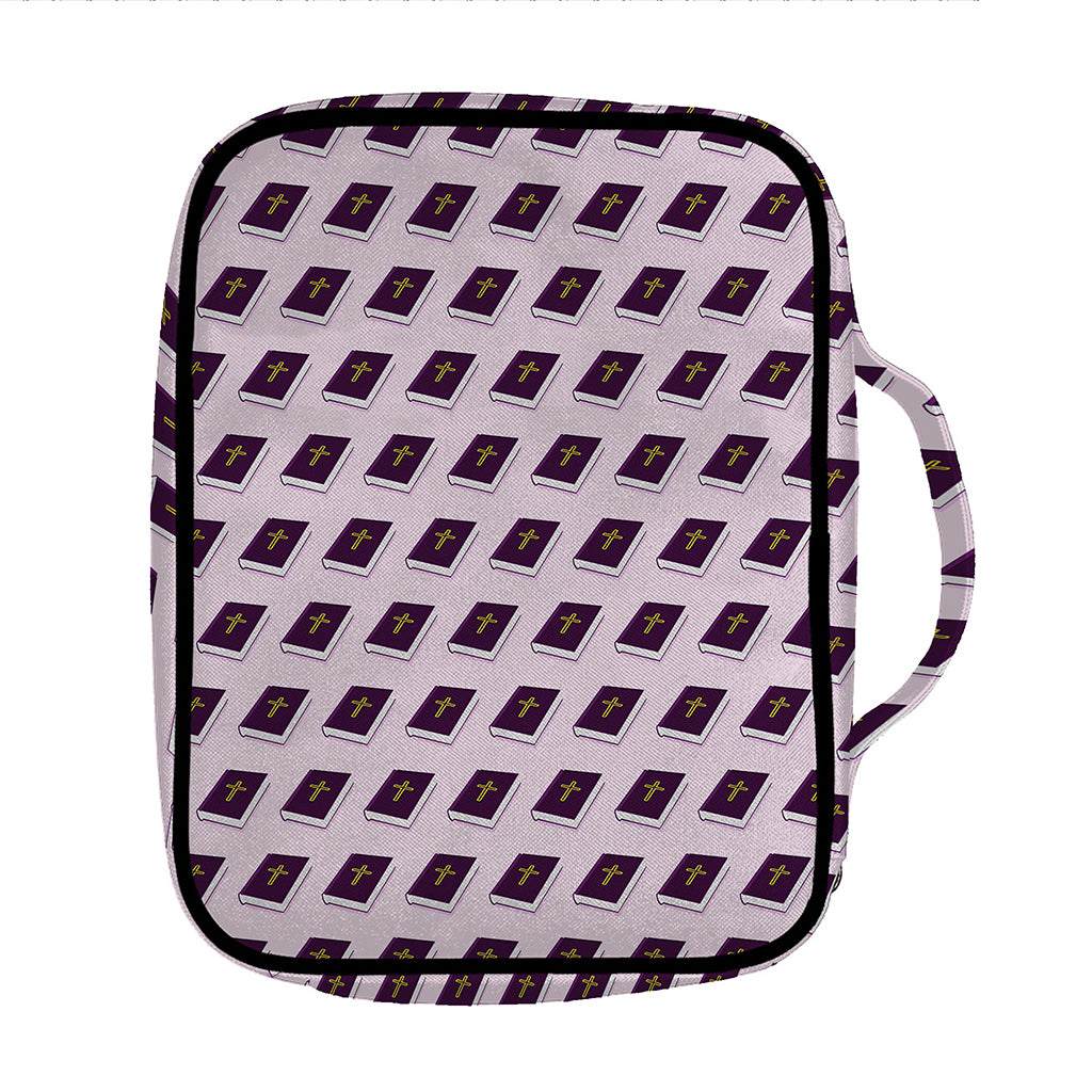 Purple Holy Bible Pattern Print Front Pocket Bible Bag