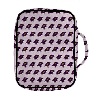Purple Holy Bible Pattern Print Front Pocket Bible Bag