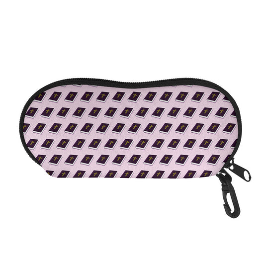 Purple Holy Bible Pattern Print Glasses Case