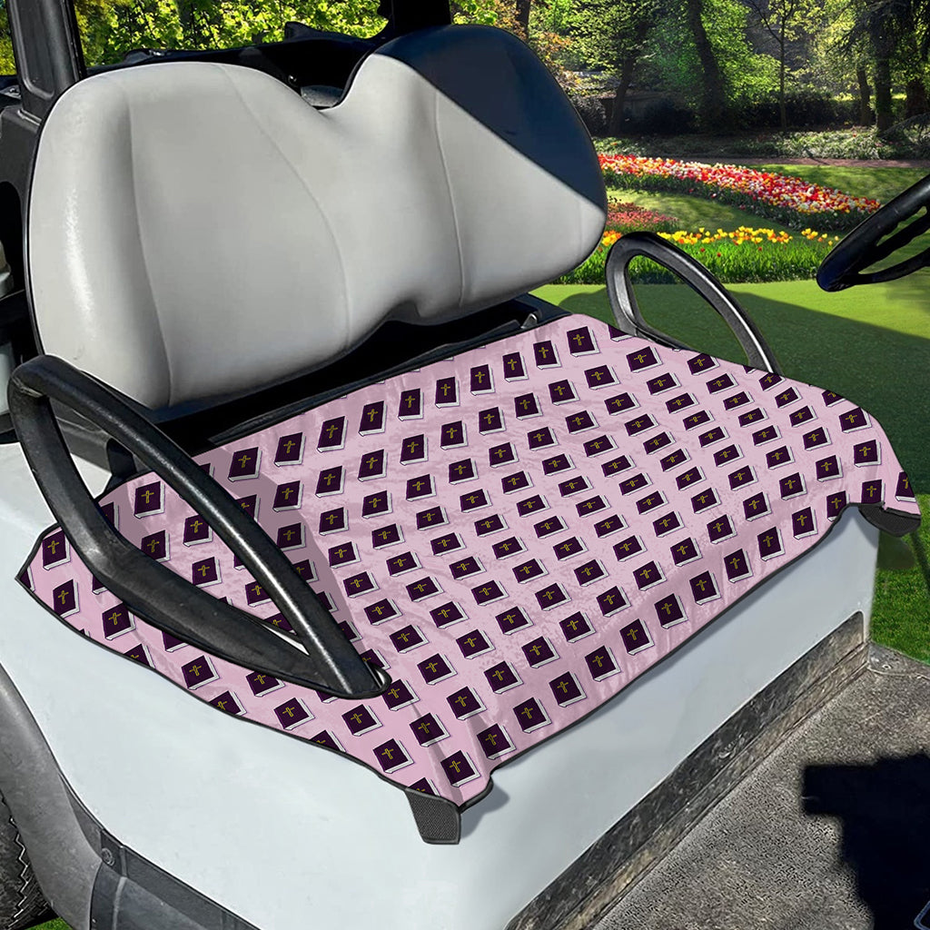 Purple Holy Bible Pattern Print Golf Cart Seat Cover