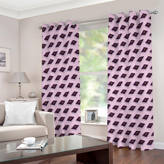 Purple Holy Bible Pattern Print Grommet Curtains