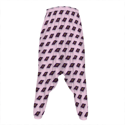 Purple Holy Bible Pattern Print Hammer Pants