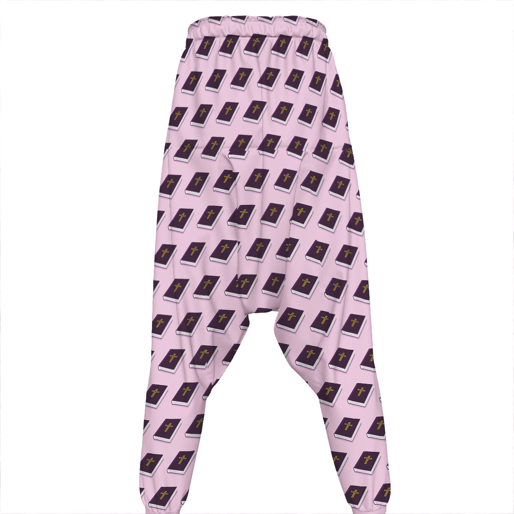 Purple Holy Bible Pattern Print Hammer Pants