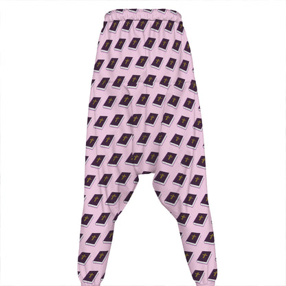 Purple Holy Bible Pattern Print Hammer Pants
