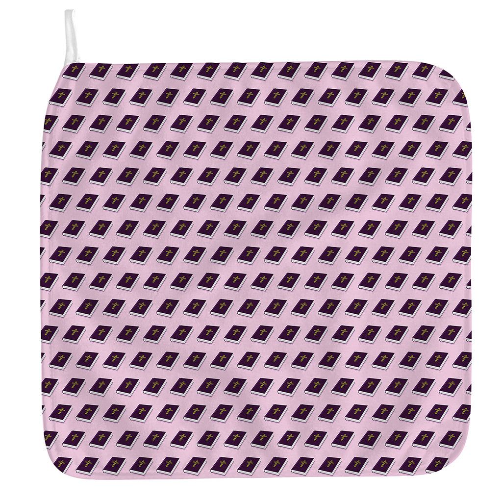 Purple Holy Bible Pattern Print Hand Towel