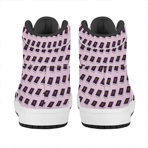 Purple Holy Bible Pattern Print High Top Leather Sneakers