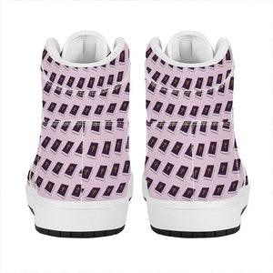 Purple Holy Bible Pattern Print High Top Leather Sneakers