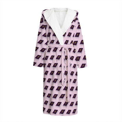 Purple Holy Bible Pattern Print Hooded Bathrobe