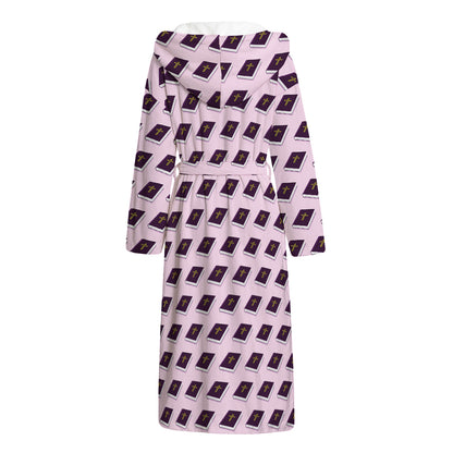 Purple Holy Bible Pattern Print Hooded Bathrobe
