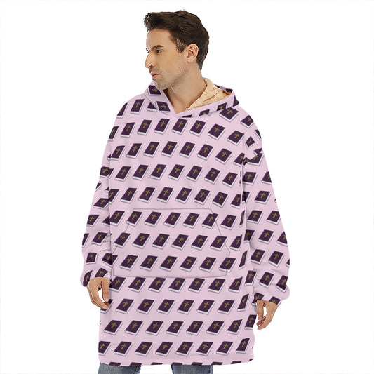 Purple Holy Bible Pattern Print Hoodie Blanket