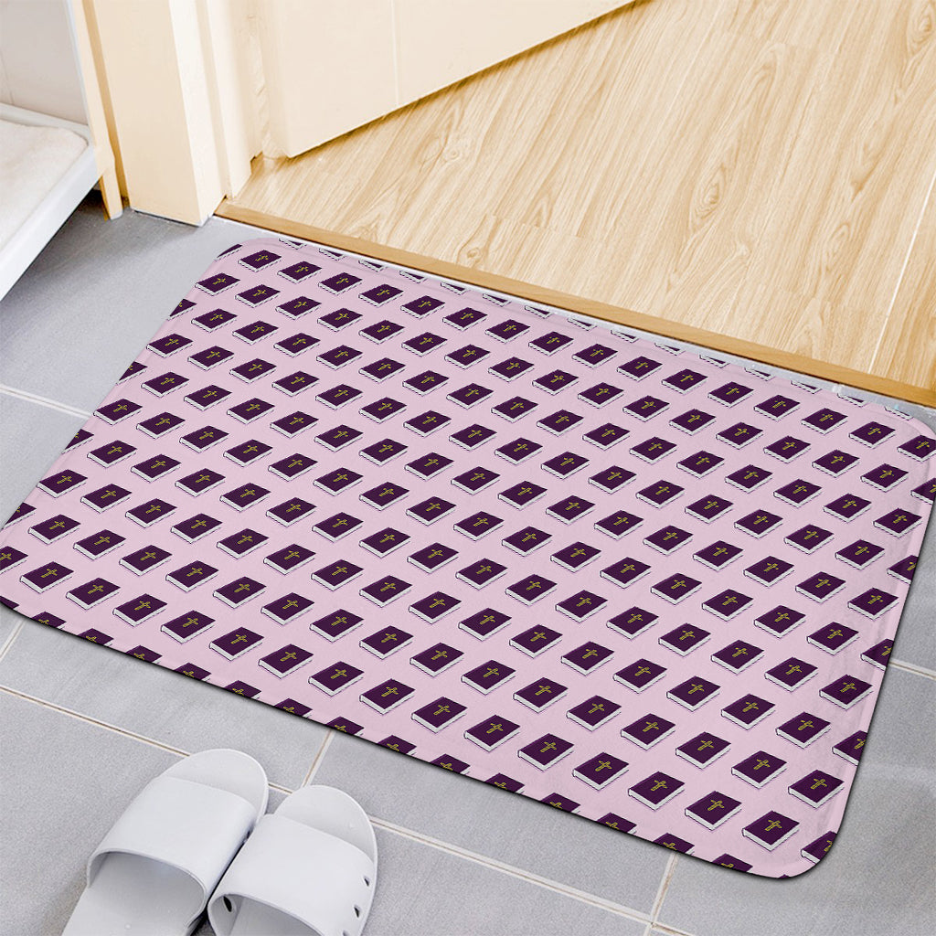 Purple Holy Bible Pattern Print Indoor Door Mat