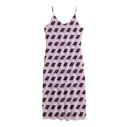 Purple Holy Bible Pattern Print Jersey Midi Cami Dress