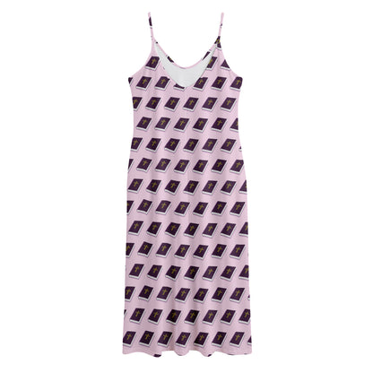 Purple Holy Bible Pattern Print Jersey Midi Cami Dress