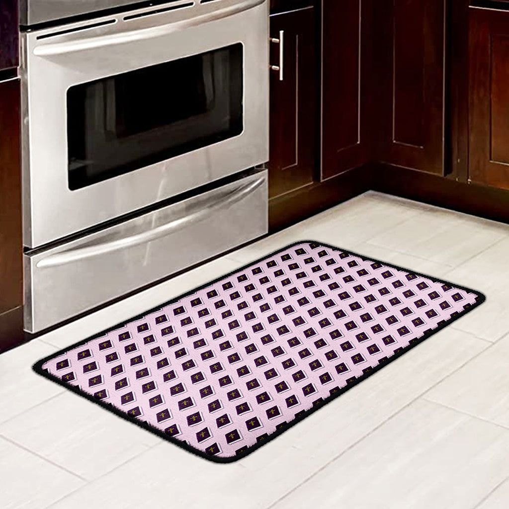 Purple Holy Bible Pattern Print Kitchen Mat