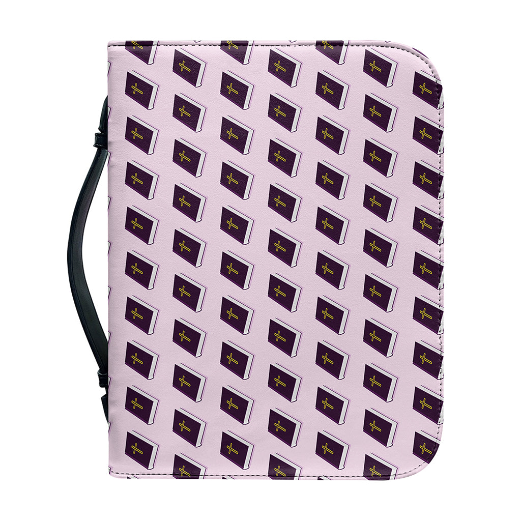 Purple Holy Bible Pattern Print Leather Bible Cover