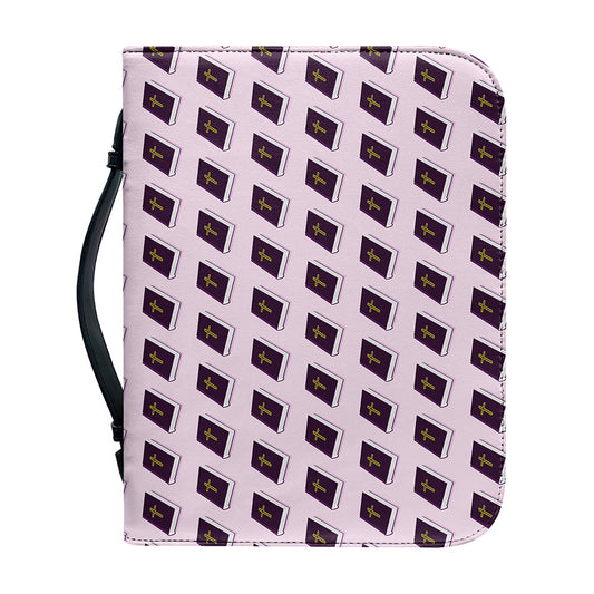 Purple Holy Bible Pattern Print Leather Bible Cover