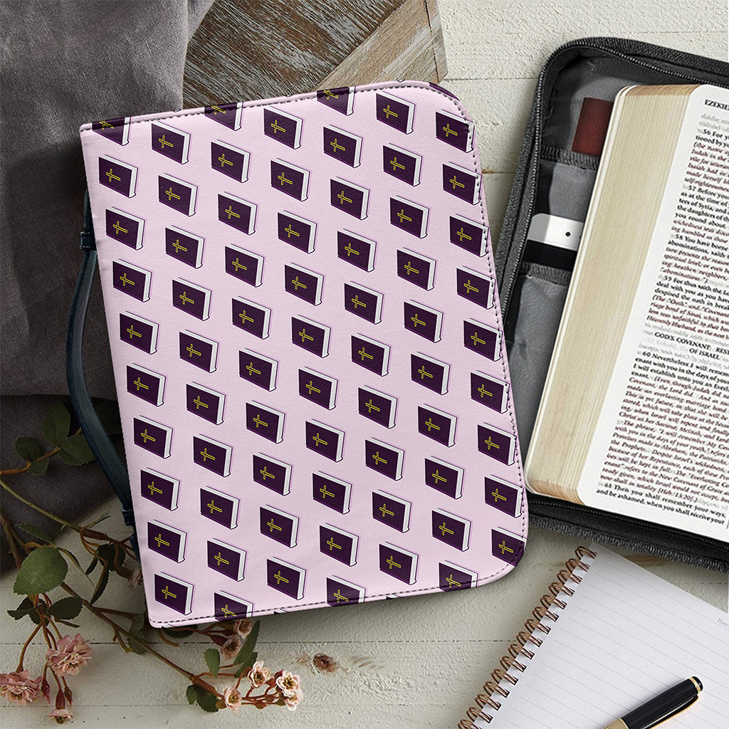 Purple Holy Bible Pattern Print Leather Bible Cover