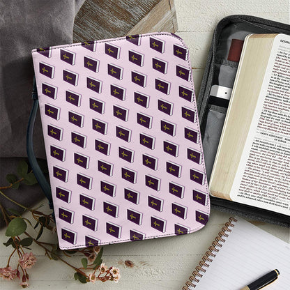 Purple Holy Bible Pattern Print Leather Bible Cover