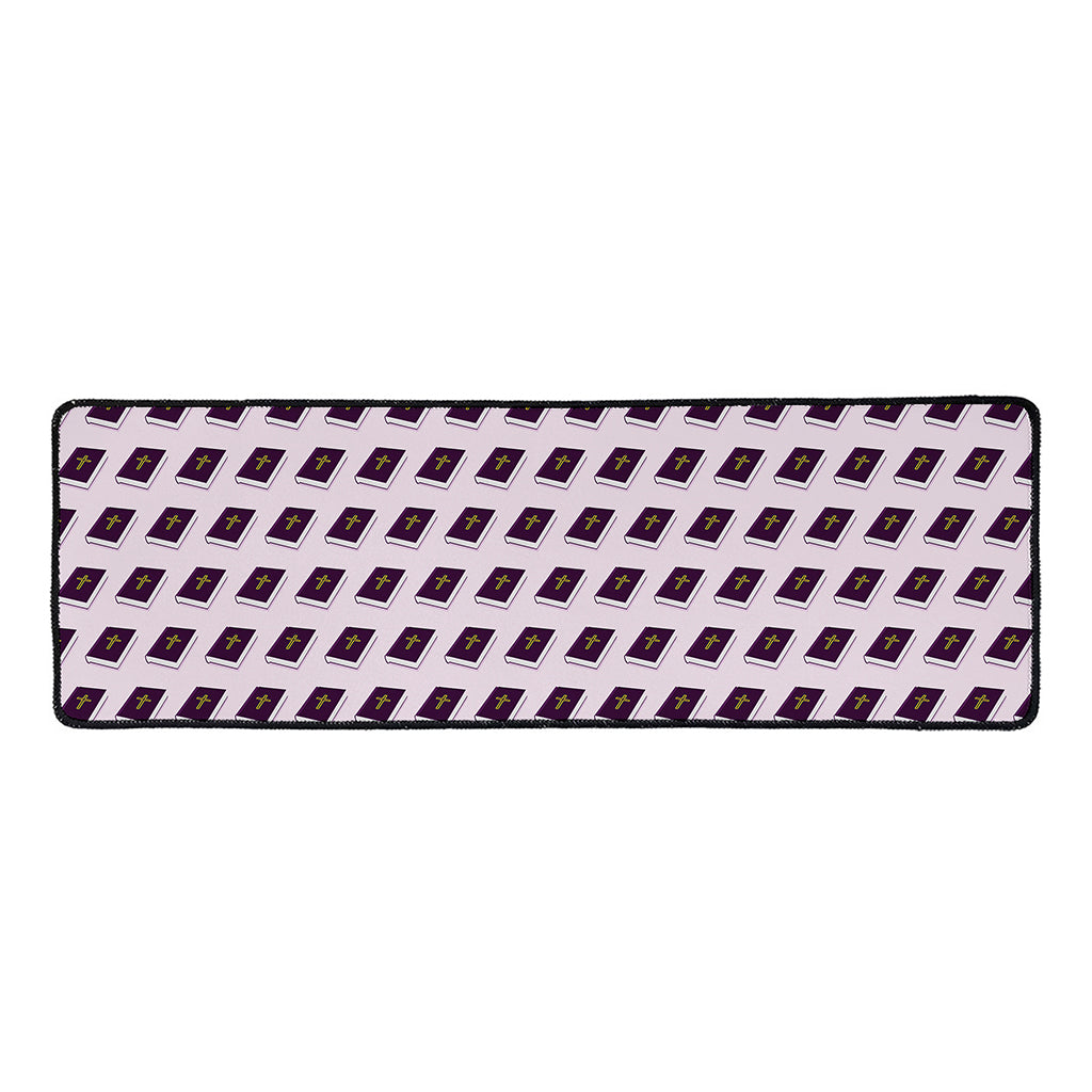 Purple Holy Bible Pattern Print Long Kitchen Mat