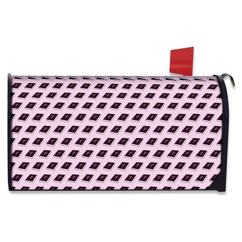 Purple Holy Bible Pattern Print Mailbox Cover
