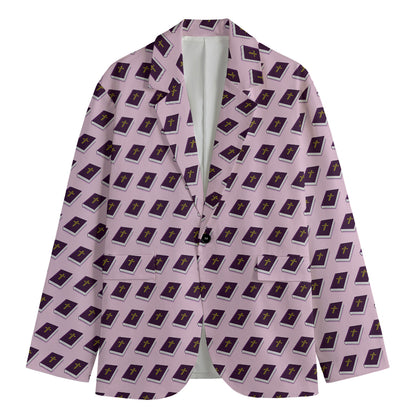 Purple Holy Bible Pattern Print Men's Blazer