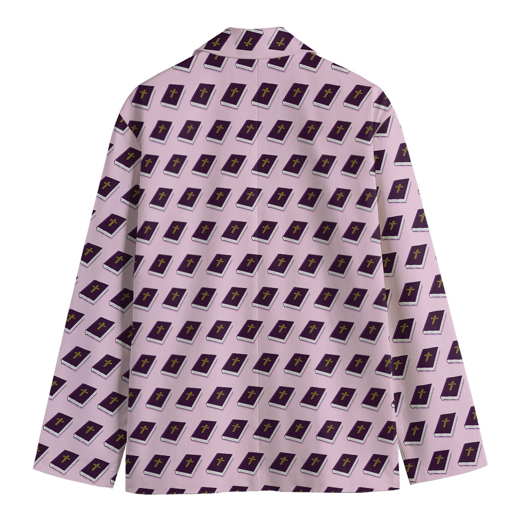 Purple Holy Bible Pattern Print Men's Blazer