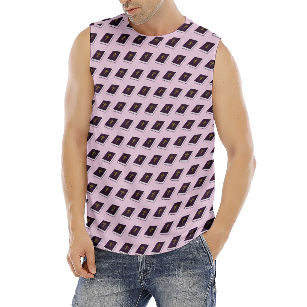 Purple Holy Bible Pattern Print Men's Fitness Tank Top