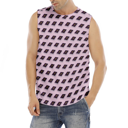 Purple Holy Bible Pattern Print Men's Fitness Tank Top