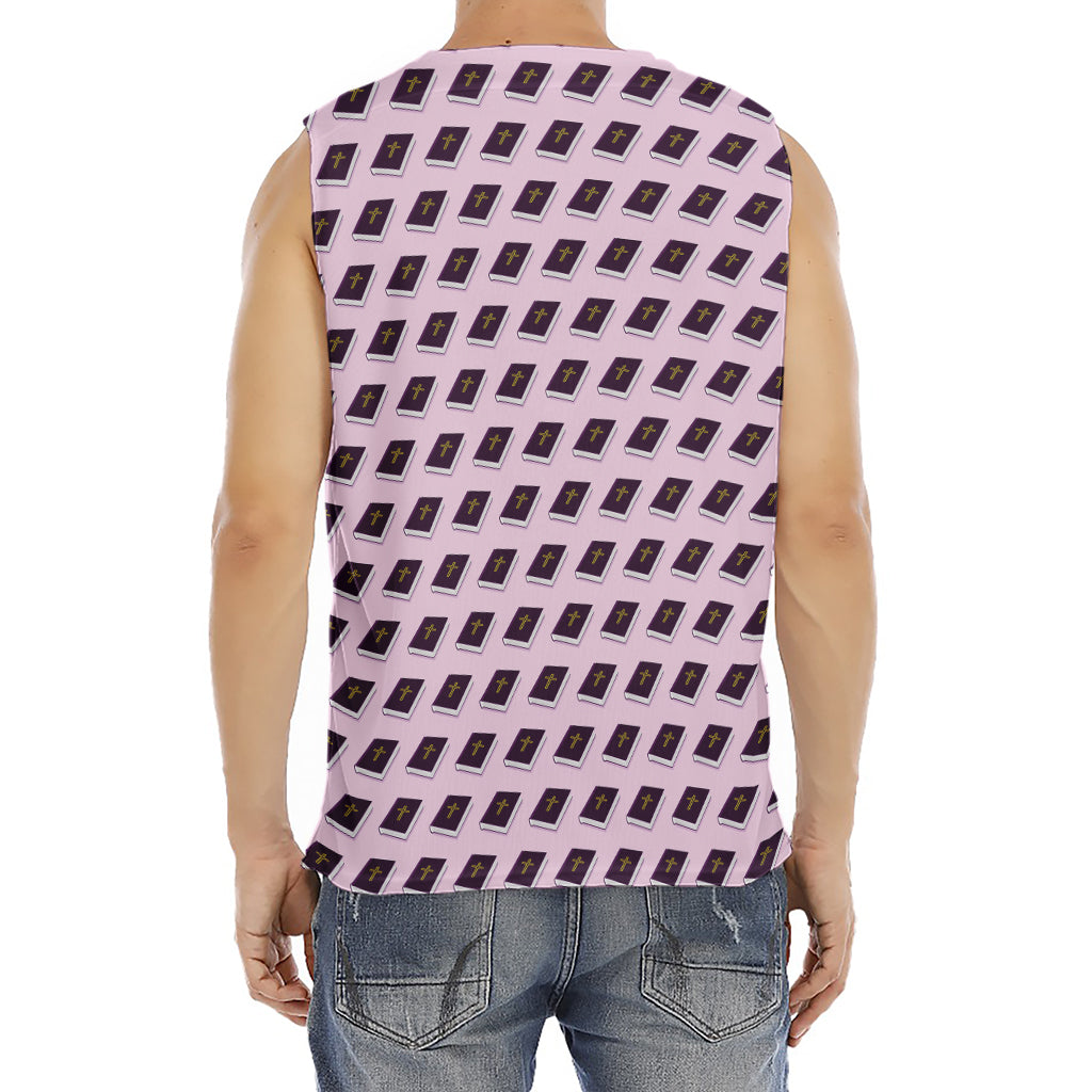 Purple Holy Bible Pattern Print Men's Fitness Tank Top