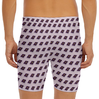 Purple Holy Bible Pattern Print Men's Long Boxer Briefs