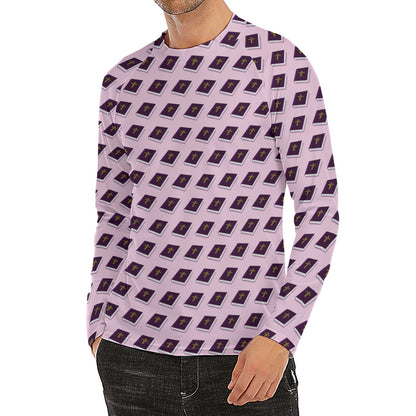 Purple Holy Bible Pattern Print Men's Long Sleeve Rash Guard
