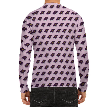 Purple Holy Bible Pattern Print Men's Long Sleeve Rash Guard