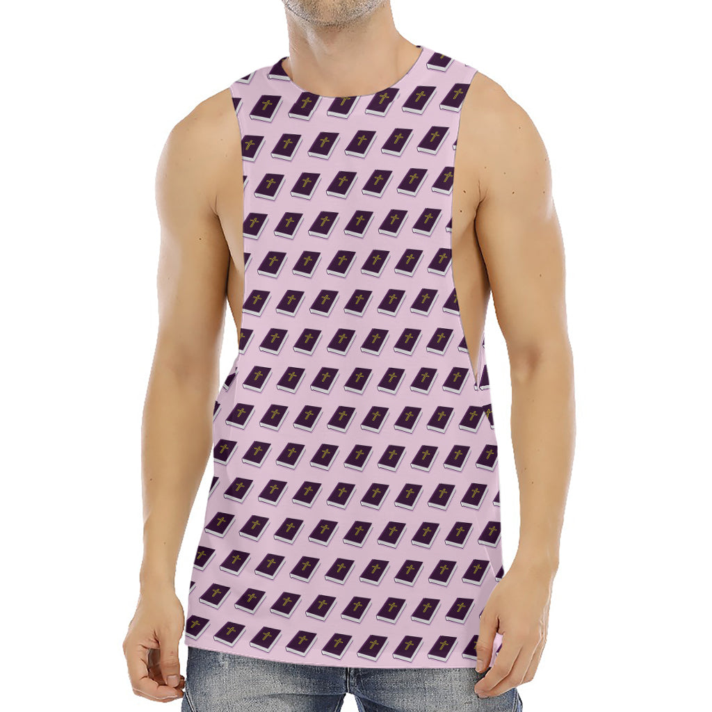 Purple Holy Bible Pattern Print Men's Muscle Tank Top