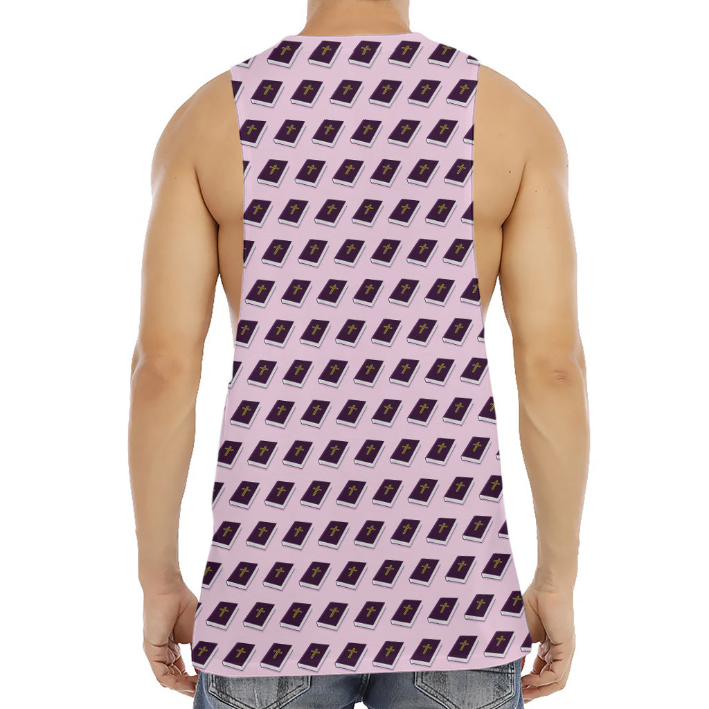 Purple Holy Bible Pattern Print Men's Muscle Tank Top