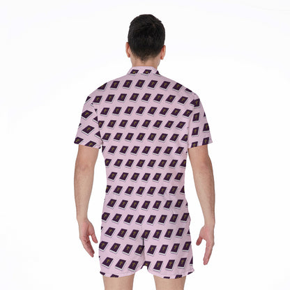 Purple Holy Bible Pattern Print Men's Rompers