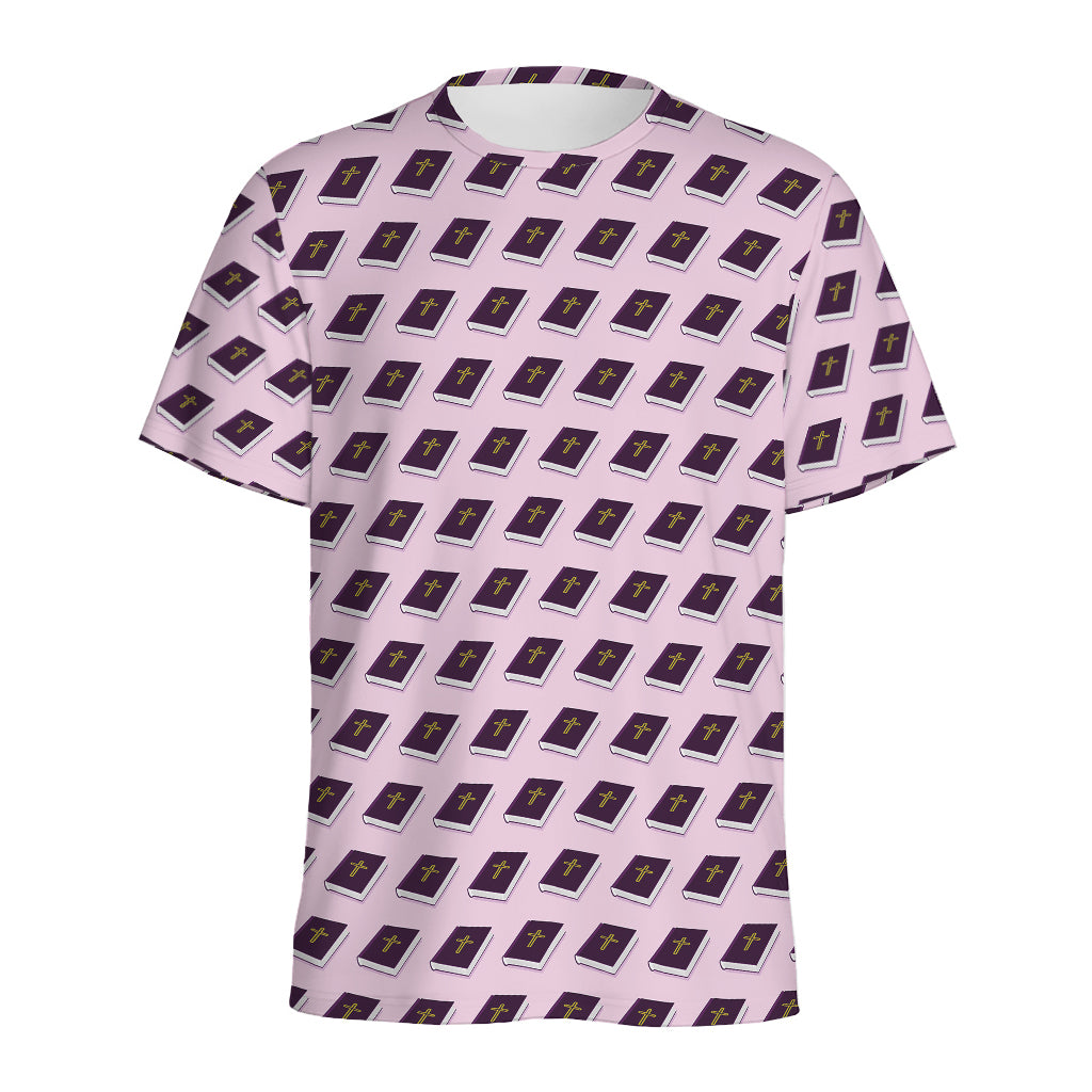 Purple Holy Bible Pattern Print Men's Sports T-Shirt