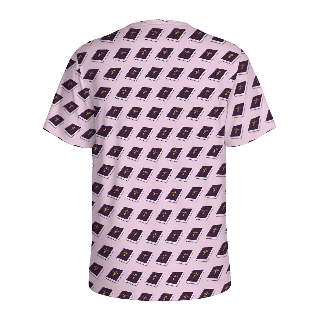 Purple Holy Bible Pattern Print Men's Sports T-Shirt