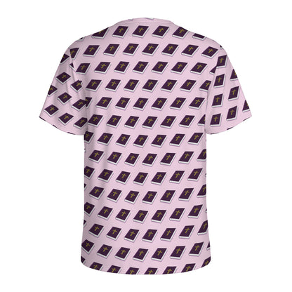 Purple Holy Bible Pattern Print Men's Sports T-Shirt