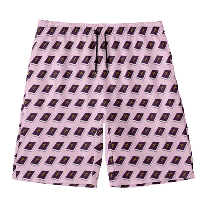 Purple Holy Bible Pattern Print Men's Swim Trunks